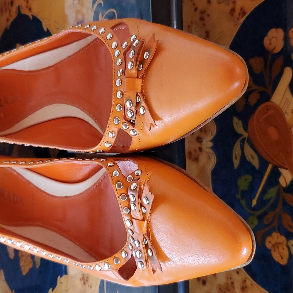 Prada Studded Leather Flats - Picture 10 of 10